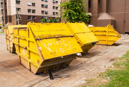 Bulky waste items ready for collection from a London property